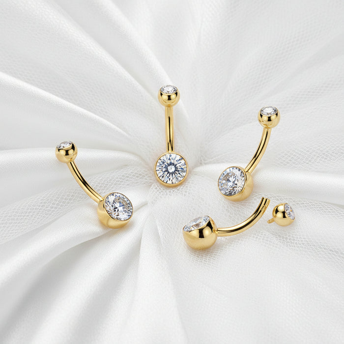 14kt Gold Internally Threaded Gem Ball Belly Bar