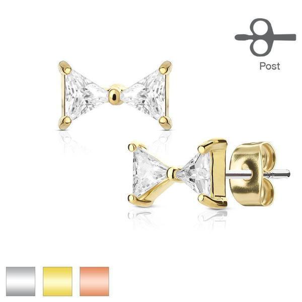 Gem Bow Earrings Pair