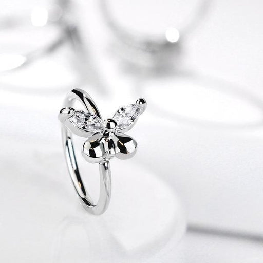 Gem Butterfly Nose Ring 20G