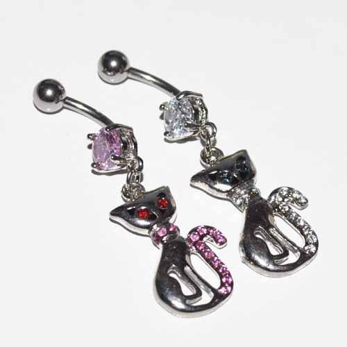 Gem Cat Belly Bar 14G