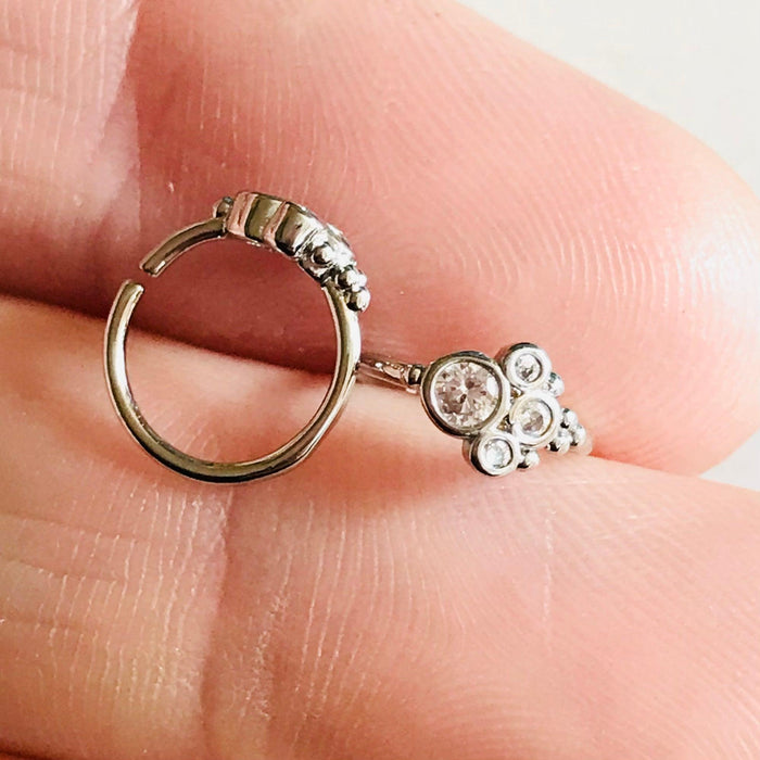 Gem Cluster Nose Ring 20G