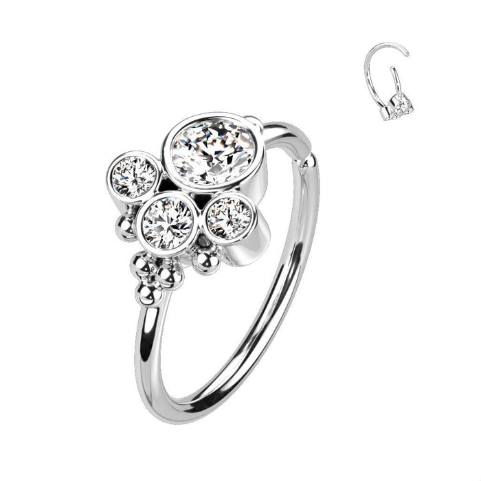 Gem Cluster Nose Ring 20G