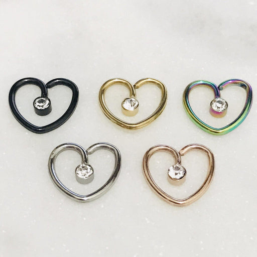 Gem Drop Heart Ring 16G