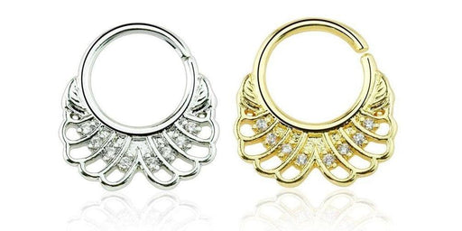 Gem Fan Filigree Twist Ring 16G