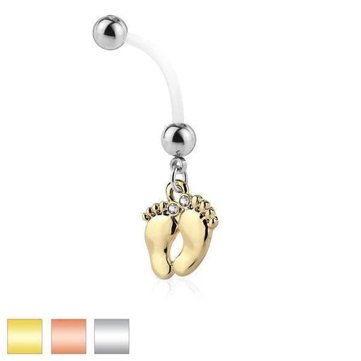 Gem Feet Pregnancy Belly Bar 14G