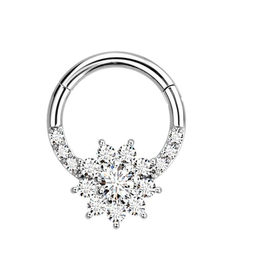 Gem Flower Hinged Ring 16G 8mm