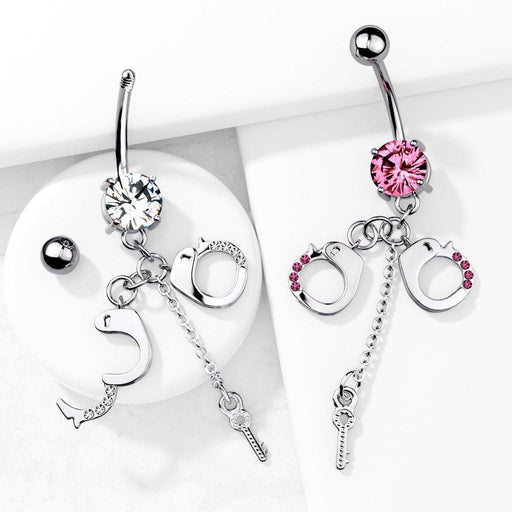 Gem Handcuff Belly Bar 14G