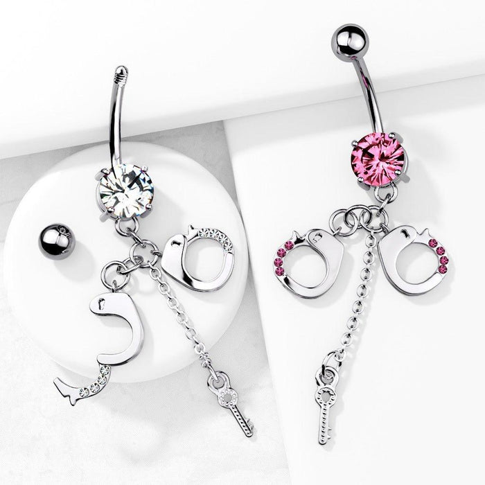 Gem Handcuff Belly Bar 14G