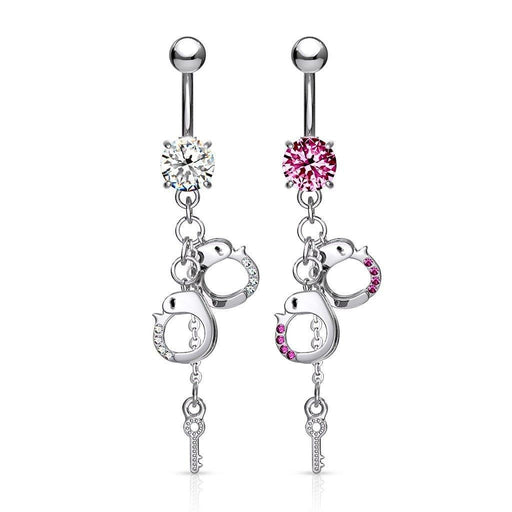 Gem Handcuff Belly Bar 14G