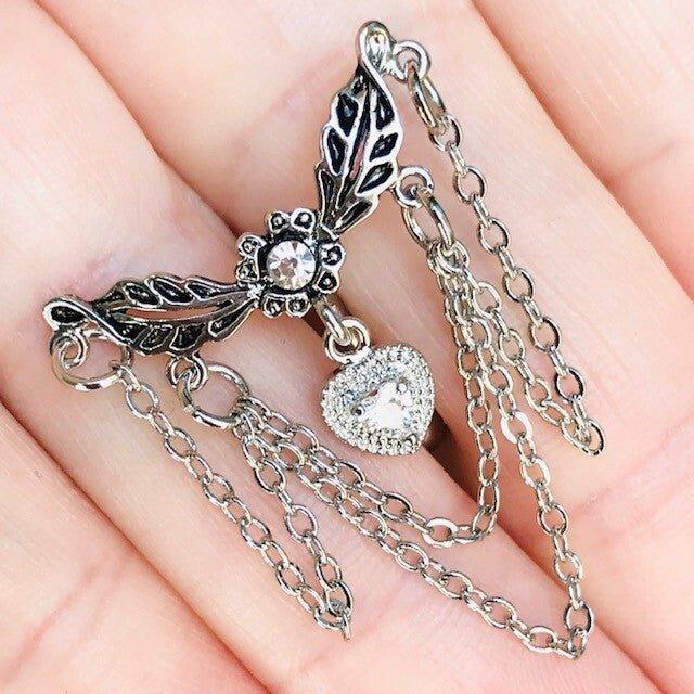 Gem Heart Top Drop Belly Bar 14G