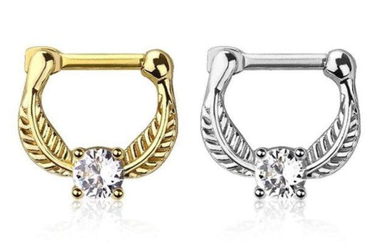 Gem Leaf Septum Clicker 16G