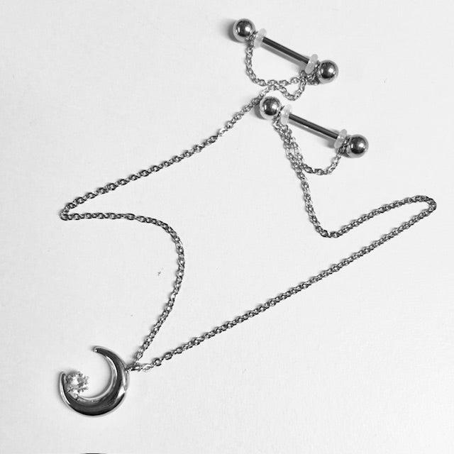 Gem Moon Nipple Chain
