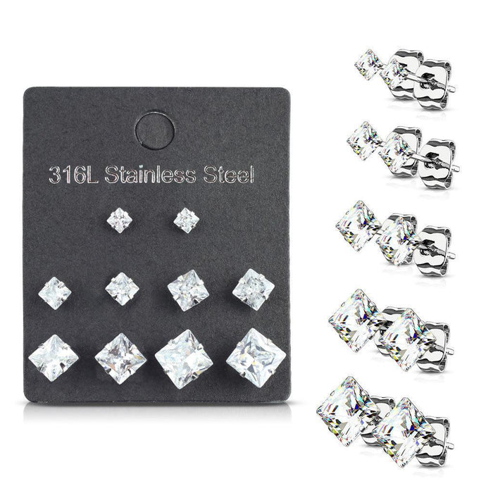 Gem Prong Earrings 5 Pairs
