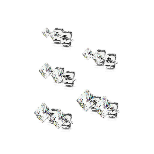 Gem Prong Earrings 5 Pairs