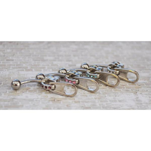 Gem Zipper Belly Bar 14G
