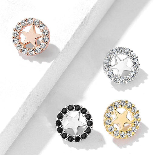 Gemmed Star Dermal Top 14G