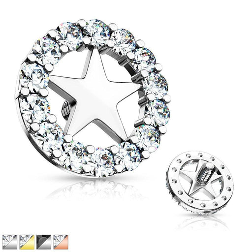 Gemmed Star Dermal Top 14G