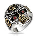Gold Accent Red Eyed Skull Ring