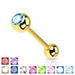 Gold IP Barbell with Gem 14G