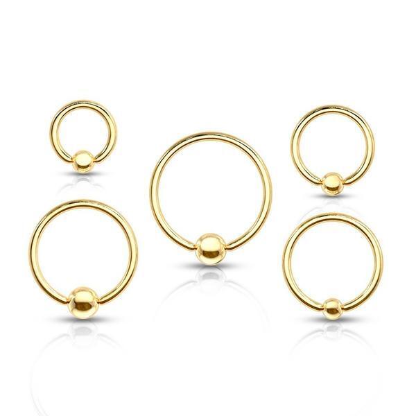 Gold IP Captive Ring 20G-2G