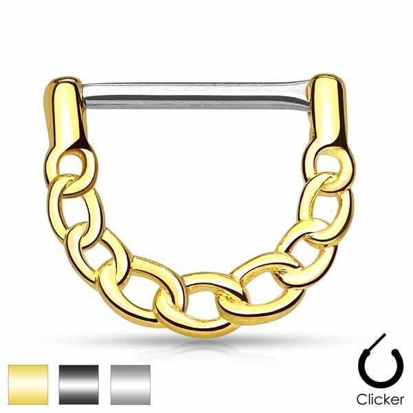 Gold Plated Chain Nipple Clicker 14G