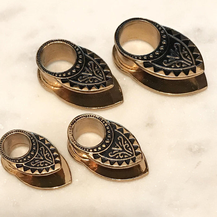 Gold Plated Copper Filigree Tunnel PAIR