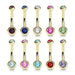 Gold Plated Gem Ball Belly Bar 14G