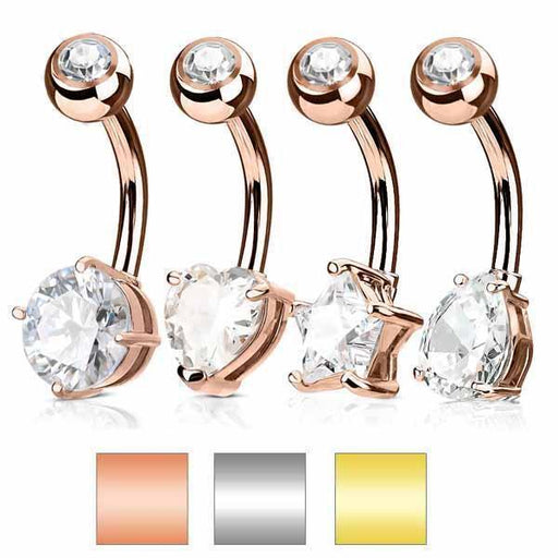 Gold Plated Gem Belly Bar 14G