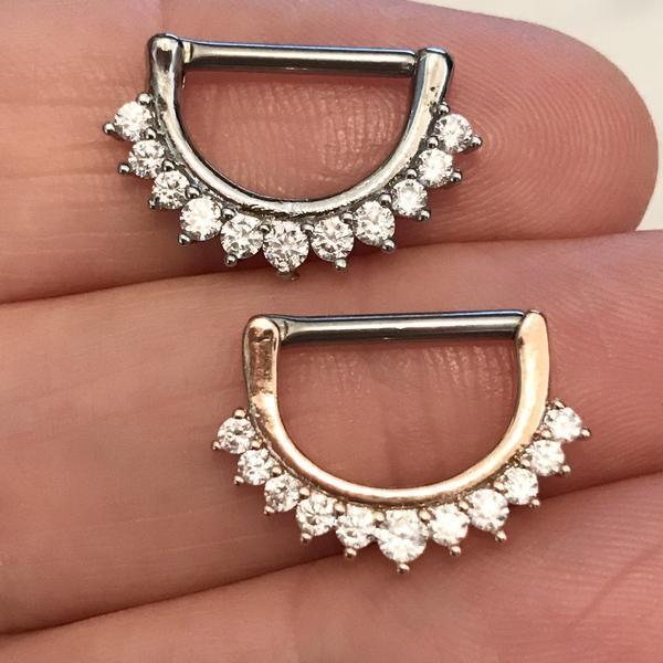 Gold Plated Gemmed Nipple Clicker 14G