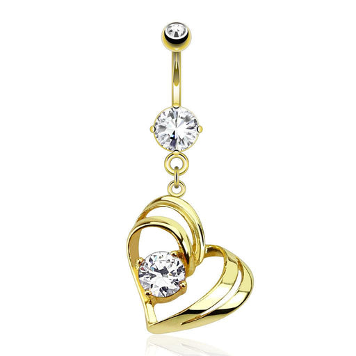 Gold Plated Hollow Heart Belly Bar