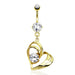 Gold Plated Hollow Heart Belly Bar