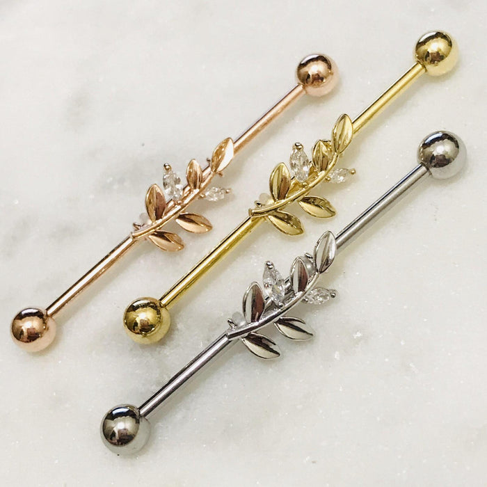 Gold Plated Leaf Industrial 14G 38mm