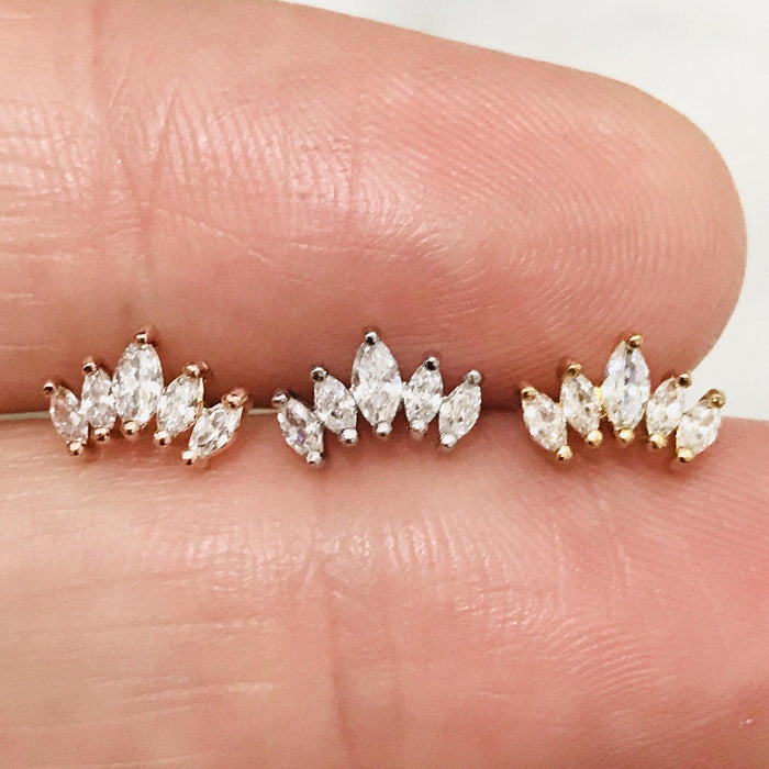 Gold Plated Marquise Crown Cartilage Bar