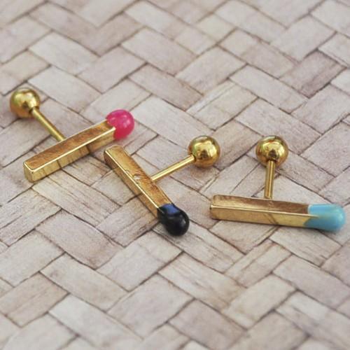 Gold Plated Matchstick Cartilage Bar 16G
