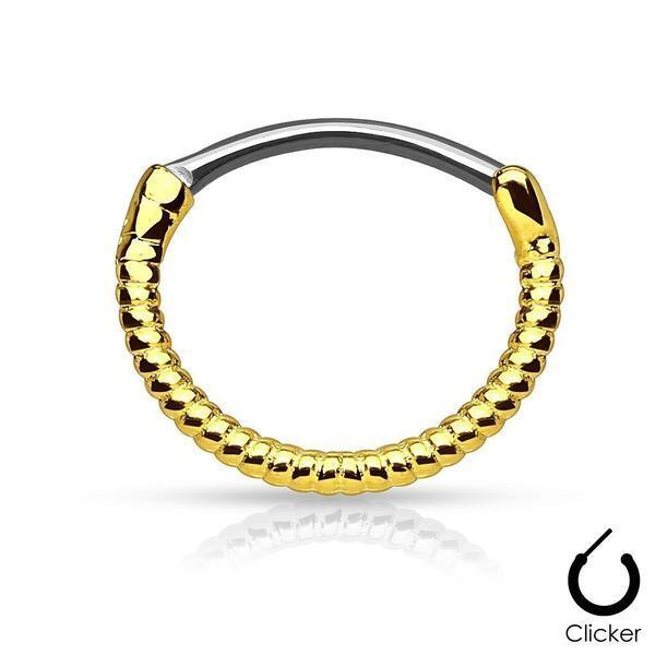 Gold Plated Twisted Septum Clicker 16G