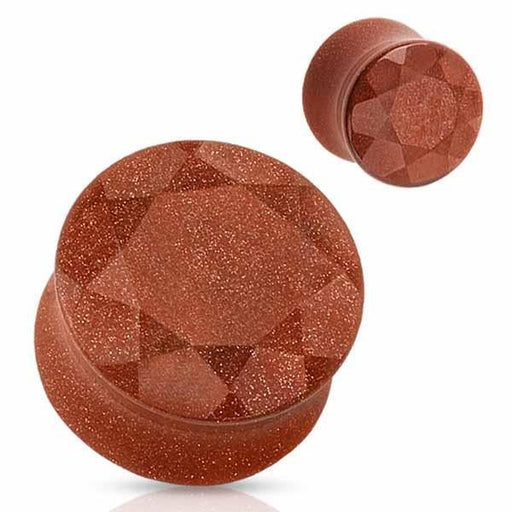 Gold Sandstone Faceted Plug 5mm-16mm