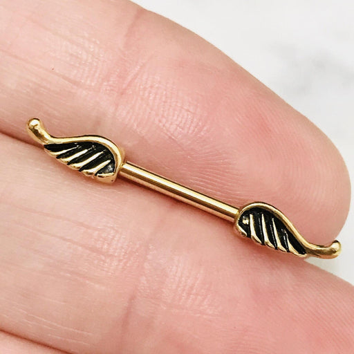 Gold Wings Nipple Bar 14G (Single)