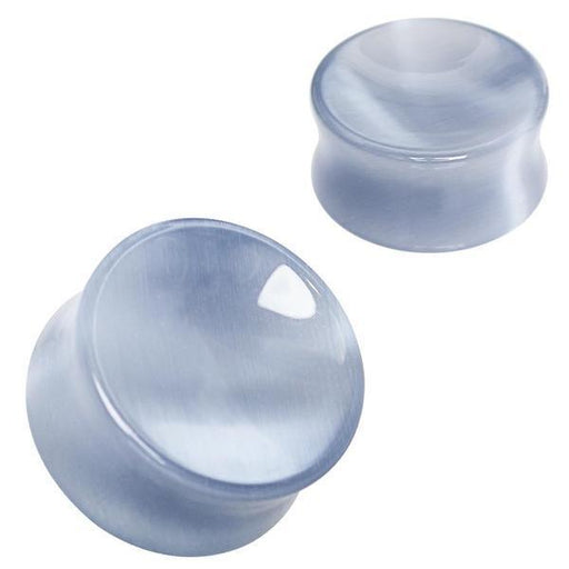 Grey Cat's Eye Concave Plug 2G-1" PAIR
