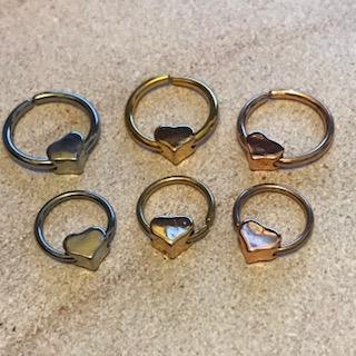 Heart Bead Ring 18G 16G