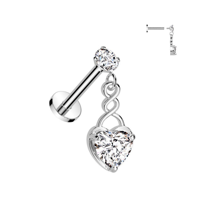 Heart Dangle Labret 16G