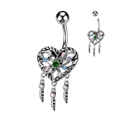 Heart Dreamcatcher Belly Bar 14G