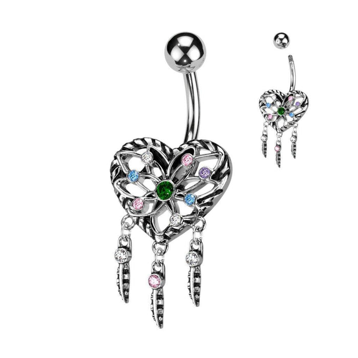 Heart Dreamcatcher Belly Bar 14G