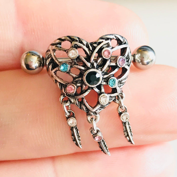 Heart Dreamcatcher Nipple Cuff 14G (Single)