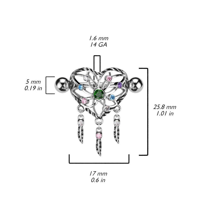 Heart Dreamcatcher Nipple Cuff 14G (Single)