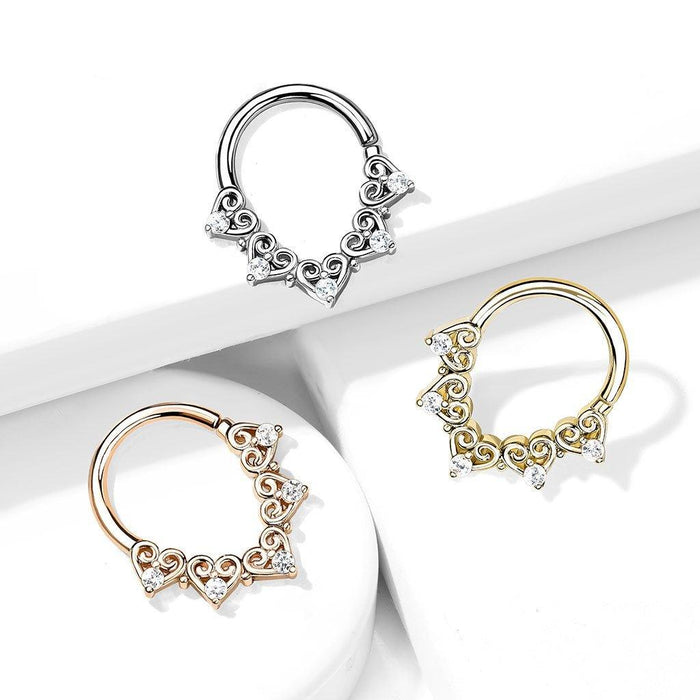 Heart Filigree Twist Ring 18G 16G