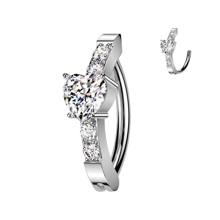 Heart Hinged Belly Bar 14G