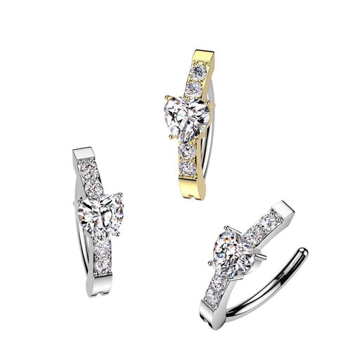 Heart Hinged Belly Bar 14G