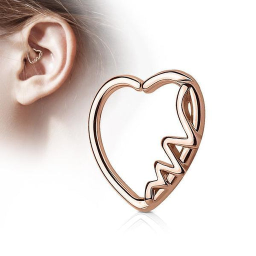 Heartbeat Heart Left Daith Ring 16G