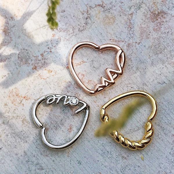 Heartbeat Heart Left Daith Ring 16G