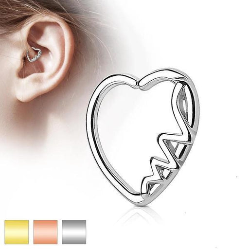 Heartbeat Heart Left Daith Ring 16G